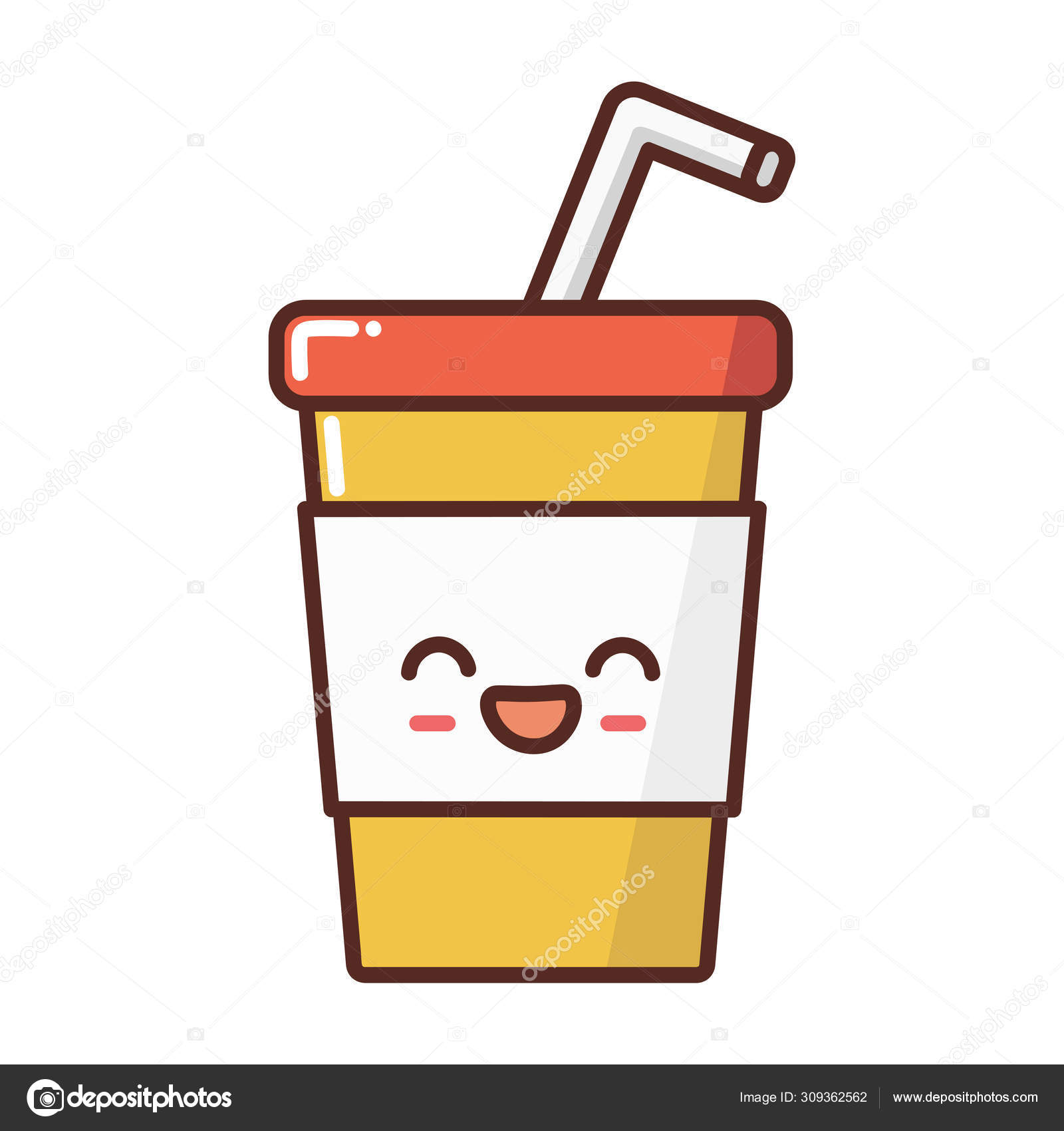 Vector Cartoon Kawaii Food Drinks Cup Water Juice Coffee Soda Stock Vector  Image by ©Valentina_Yudina #309362562