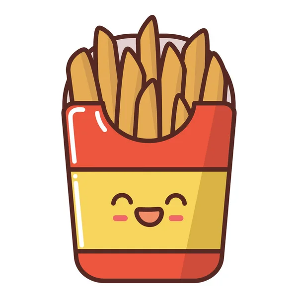 Vector Caricatura Comida Kawaii Imagen Papa Papas Fritas Comida Rápida — Archivo Imágenes Vectoriales