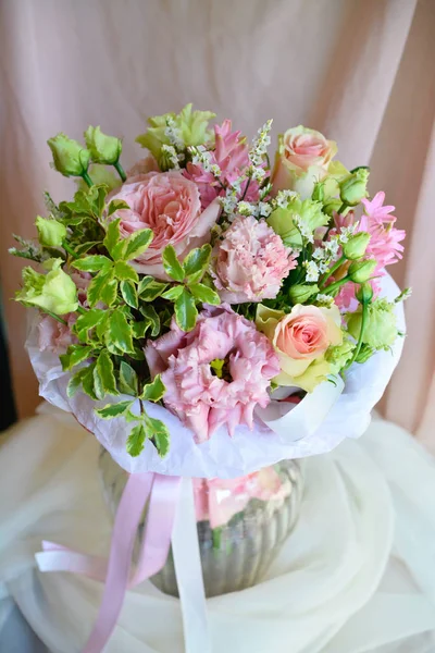 Buquê Flores Loja Flores Buquê Salão Nupcial Casamento Rosa Flor — Fotografia de Stock