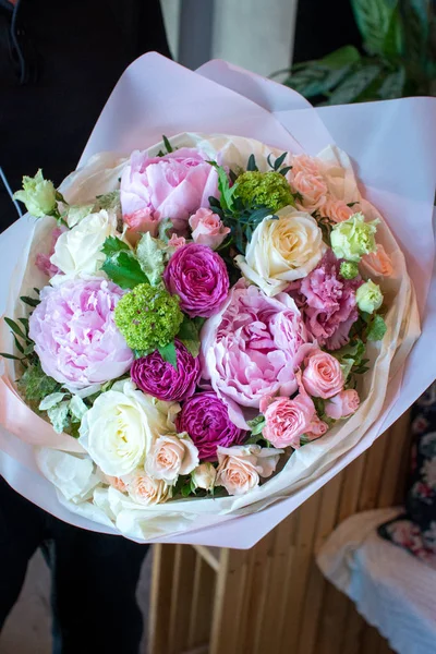 Ramo Flores Tienda Flores Ramo Salón Nupcial Boda Rosa Flor — Foto de Stock