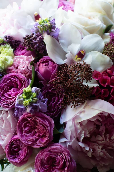 Buquê Flores Loja Flores Salão Casamento Nupcial Buquê Casamento Rosa — Fotografia de Stock