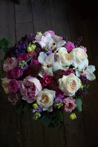 Buquê Flores Loja Flores Salão Casamento Nupcial Buquê Casamento Rosa — Fotografia de Stock