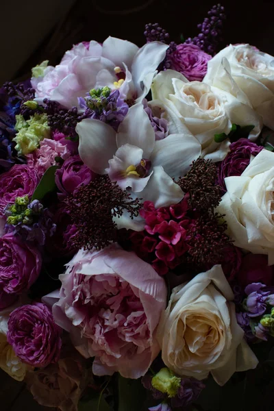 Bouquet Fleurs Dans Boutique Fleurs Bouquet Salon Mariée Mariage Rose — Photo