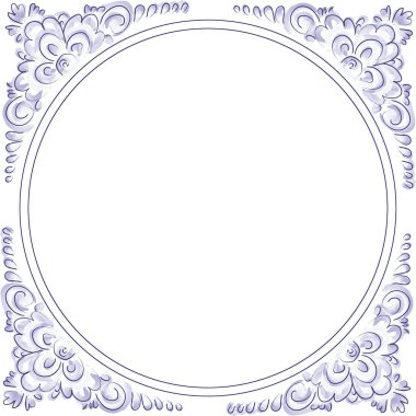 Frame in the style of dutch blue tile clipart