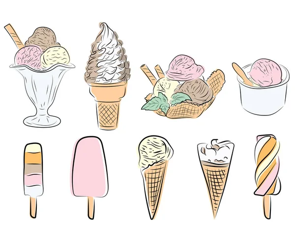 Set Ice Creams Vector File — Stock Vector