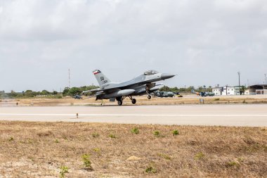 NATAL RIO GRANDE DO NORTE, BRAZIL - NOVEMBER 18, 2018 - F-16C of the USAF in Operation Cruzex clipart