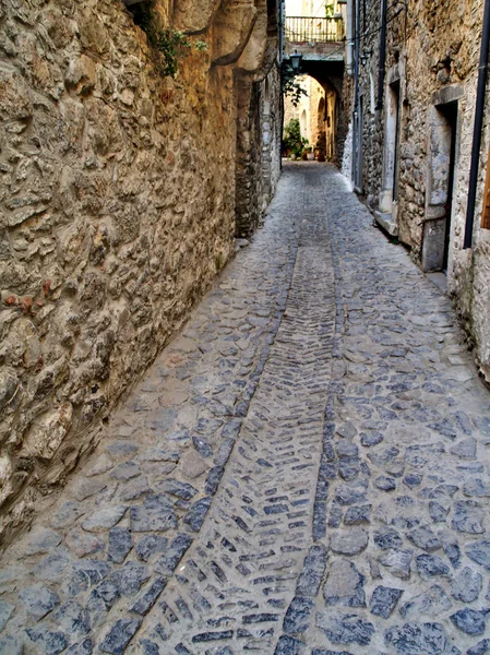 Middeleeuwse dorp van Mesta in eiland Chios, Griekenland. Traditionele stenen vestingstadje. — Stockfoto