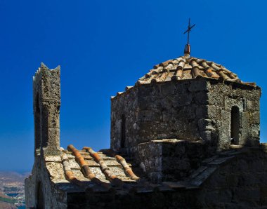 Yunanistan'ın Patmos adasında Saint John Evangelist manastırda taş şapel