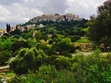 Atina Yunanistan Akropolis. Antik (arhaia) Agora'dan görünüm.