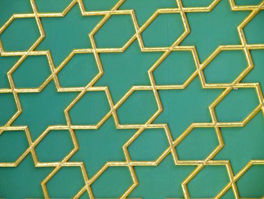 Klasik oryantal tasarım görünümü, bina iç çatı hat desen sanat. İstanbul Topkapı Sarayı'nın çatısında altın yıldız şeklinde desen.