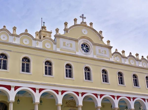 Igreja Ortodoxa Cristã Virgem Maria Ilha Tinos Grécia Detalhe Fachada — Fotografia de Stock