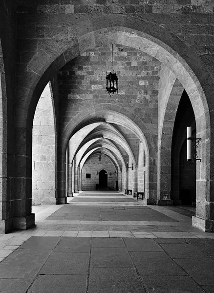 Passagem Arqueada Palácio Mestre Grande Dos Cavaleiros Rhodes Sabido Também — Fotografia de Stock