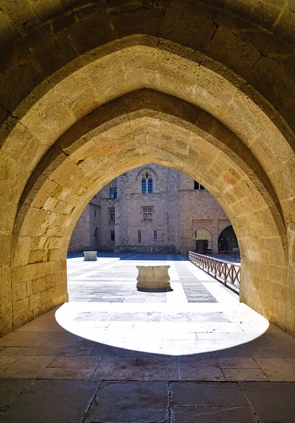 Arched Passage Palace Grand Master Knights Rhodes Also Known Kastello — Stock Photo, Image