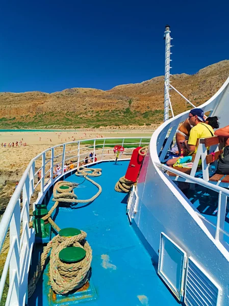 Kreta Griekenland Juli 2009 Uitzicht Vanaf Cruiseschip Naar Balos Strand — Stockfoto