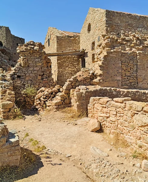 Anavatos Ortaçağ Köyünde Harap Binalar Sakız Adası Yunanistan — Stok fotoğraf