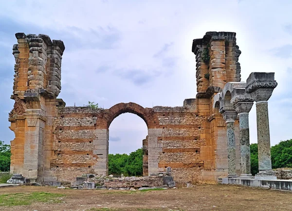 Bazilika Keresztény Templom Romjai Ókori Helyén Filipoi Kavala Macedónia Görögország — Stock Fotó