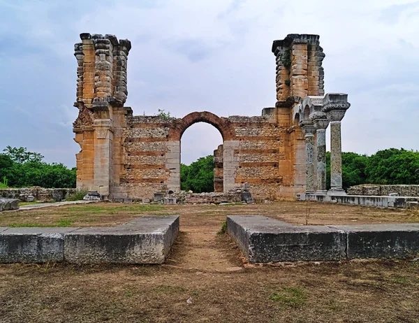 Basilica Christian Temple Ruins Den Antika Platsen Filipoi Kavala Makedonien — Stockfoto