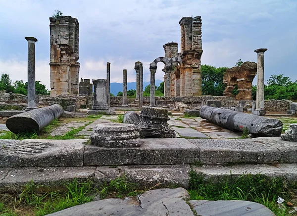 Kavala Makedonya Yunanistan Filipoi Antik Sitesinde Bazilika Hıristiyan Tapınak Kalıntıları — Stok fotoğraf