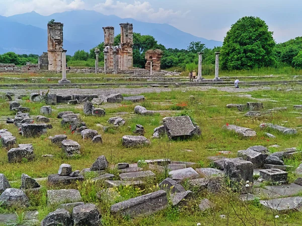 Basilica Christelijke Tempel Ruïnes Oude Site Van Filipoi Kavala Macedonië — Stockfoto