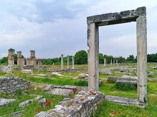 Πύλη Στα Ερείπια Του Αρχαίου Τόπου Φιλιpoi Στην Καβάλα Μακεδονία — Φωτογραφία Αρχείου