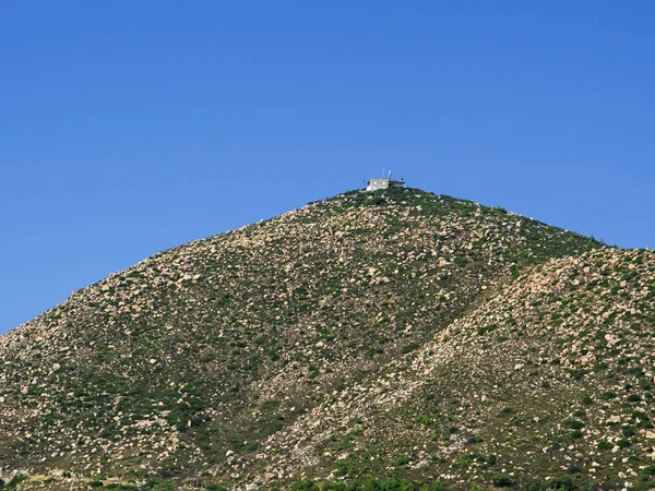 Egy Domb Tetején Található Komi Próféta Kápolna Chios Sziget Görögország — Stock Fotó
