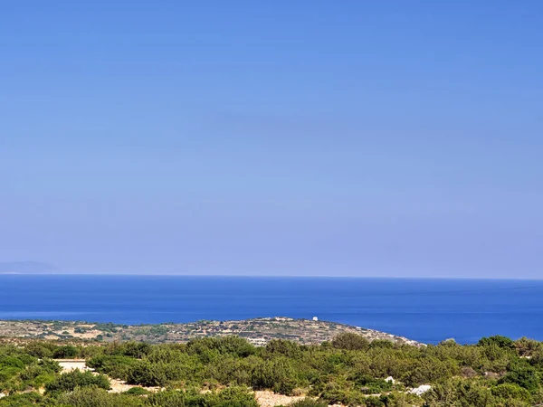 Mastic trees and Aegean sea, Chios island, Greece, sunny summer