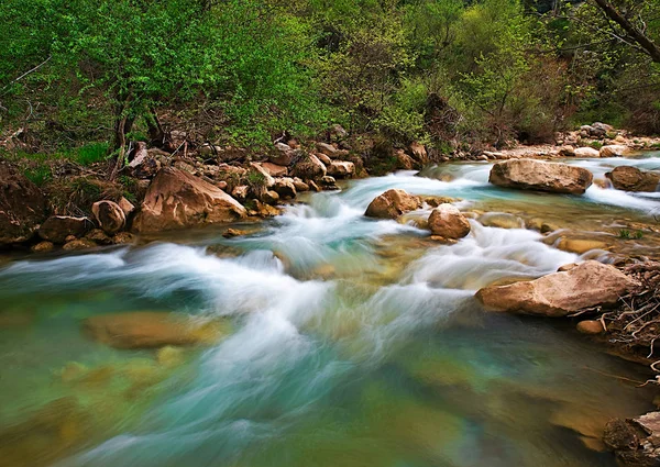 Fluxo Água Rochas Rio Neda Peloponeso Grécia — Fotografia de Stock
