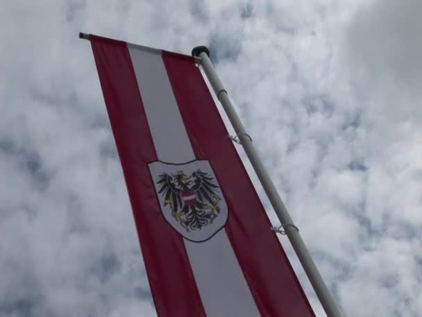 Oostenrijkse vlag die in de wind vliegt — Stockvideo