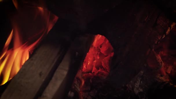 Närbild av glöd och flammor — Stockvideo