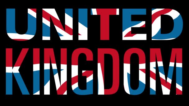 Bandera de Reino Unido con máscara de tipo en primer plano — Vídeos de Stock