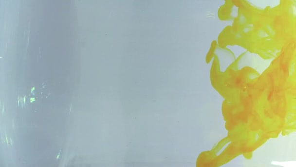 Inchiostro giallo Creazione di una texture in contenitore d'acqua — Video Stock