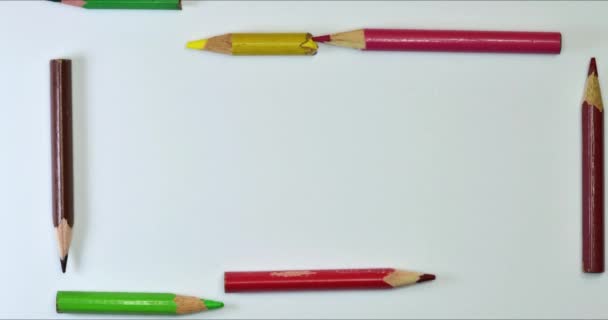 Stop motion of color pencil creating frames — Stock Video