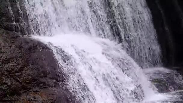 Detalhe da pequena cachoeira de dois níveis — Vídeo de Stock