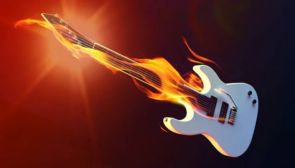 Guitarra Fuego Render —  Fotos de Stock