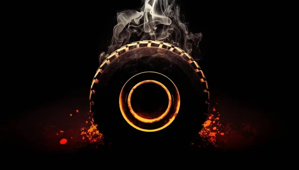 Off road tire with smoke 3d render