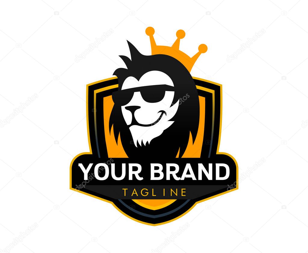Lion King Logo, Lion head and crown vector