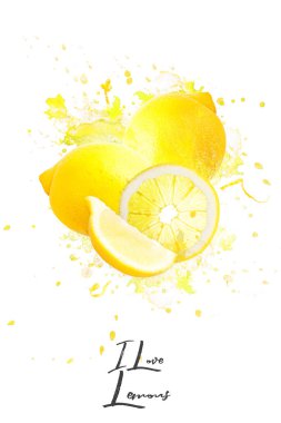 Beyaz bir arka plan üzerinde limon explanting ile büyük fotoğraf montaj