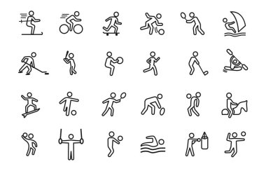 spor simgeleri çizgi sanat siyah ve beyaz