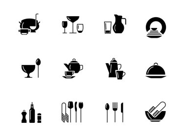 mutfak simgeleri siyah beyaz