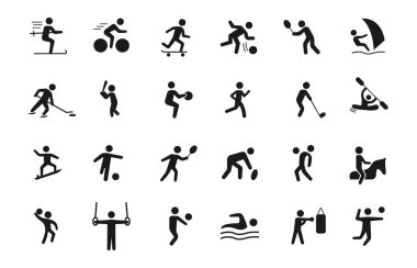 Spor simgeleri siyah beyaz 