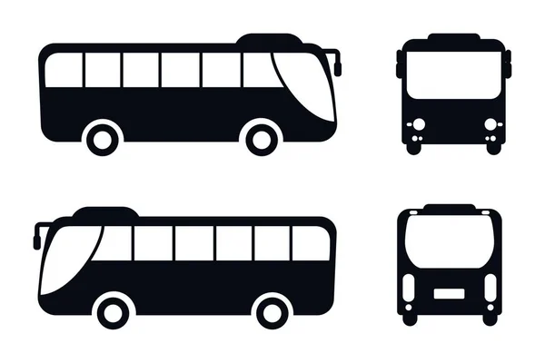 Bus Negro Blanco Iconos Blanco Negro — Vector de stock