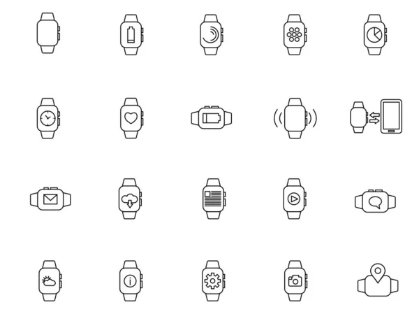 Inteligentny Zegarek Czarno Biały Lineart — Wektor stockowy