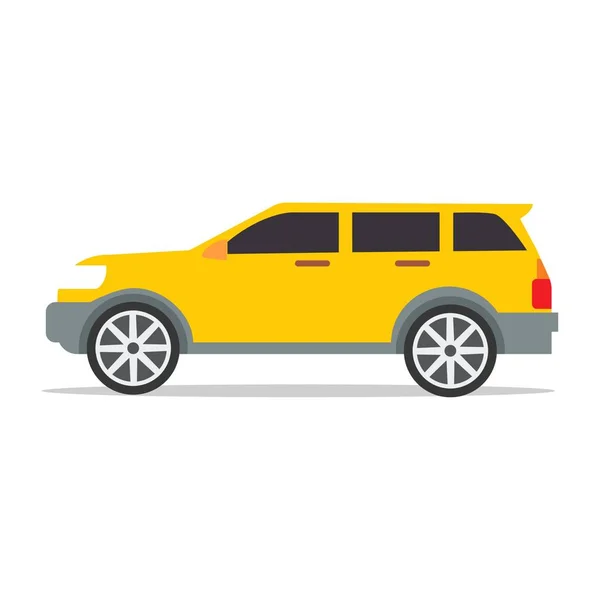 Coche Amarillo Icono Vista Lateral — Vector de stock