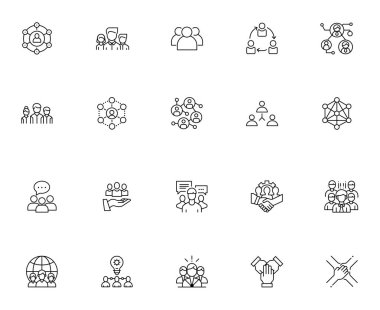insanlar simgeler iş ekibi bağlantı grubu siyah ve whitev ayarlayın
