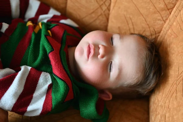 Bebé Dormido Años Vista Superior Primer Plano — Foto de Stock