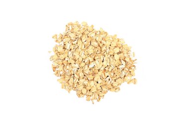 İzole bir zemin üzerinde kurumuş yulaf ezmesi yığını. Yüksek kalite fotoğraf