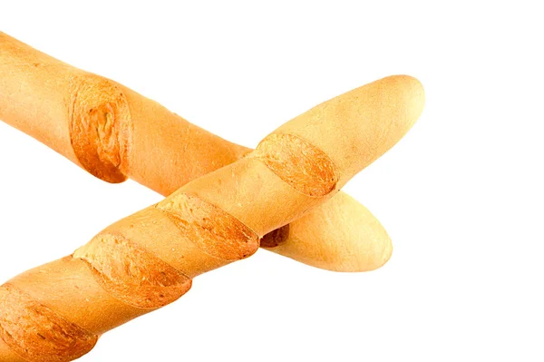 Crossed Two Long Baguettes Isolated Background High Quality Photo — Stock Photo, Image