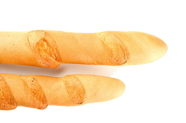 Dos Largas Baguettes Sobre Fondo Aislado Foto Alta Calidad —  Fotos de Stock