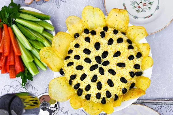 Ayçiçeği şeklinde sebze salatası. Yüksek kalite fotoğraf