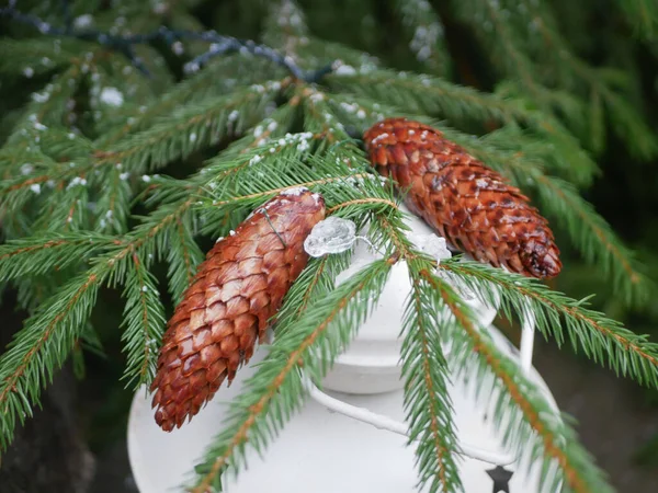 Decorações Natal Com Cones Foto Alta Qualidade — Fotografia de Stock